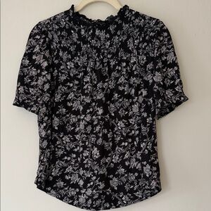 Lucky Brand Black and White Floral Blouse